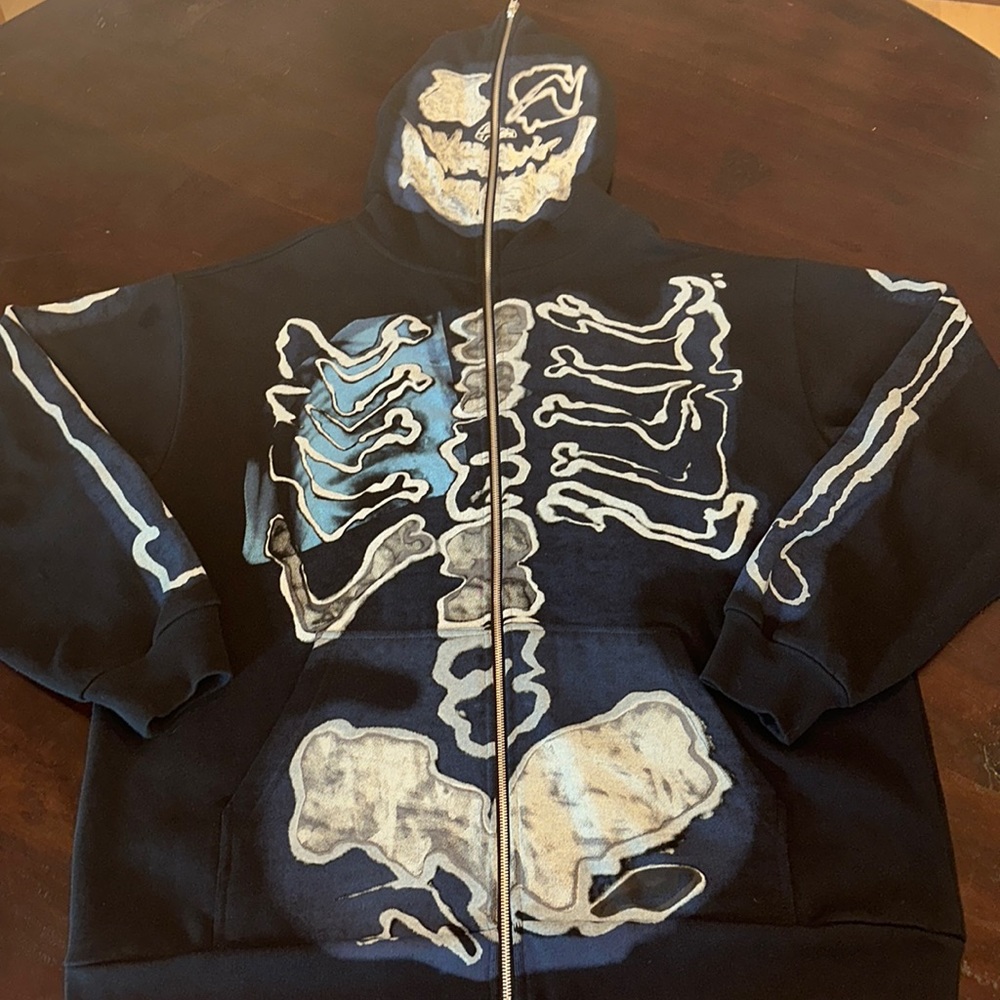 Travis Scott Cactus Jack For Fragment Skelton Graffiti Full Zip Hoodie